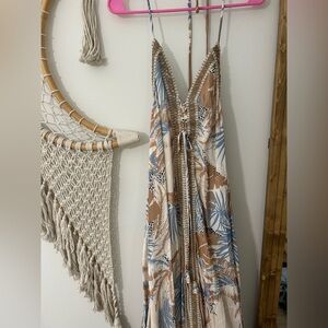 Surf Gypsy Blue and Brown Tropical Maxi Dress